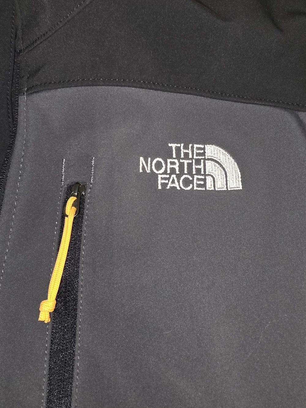 The North Face Men's Jacket - Charcoal and Black with Yellow Accents